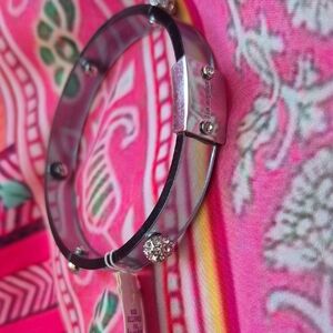 Gray Lucite and Silver Bangle Bracelet